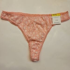 Charter Club Everyday Cotton Women's Lace-Trim Thong Sea Shells S-XL